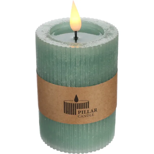 PacklinQ LED Pillar kaars Ø7 h. 10 cm eucalyptus groen (1 st)