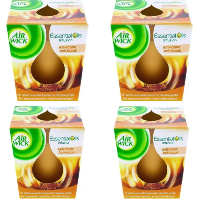 Air Wick 4x Air Wick geurkaars Anti-Tabac 105 gram | 4x geurkaars in glas orange