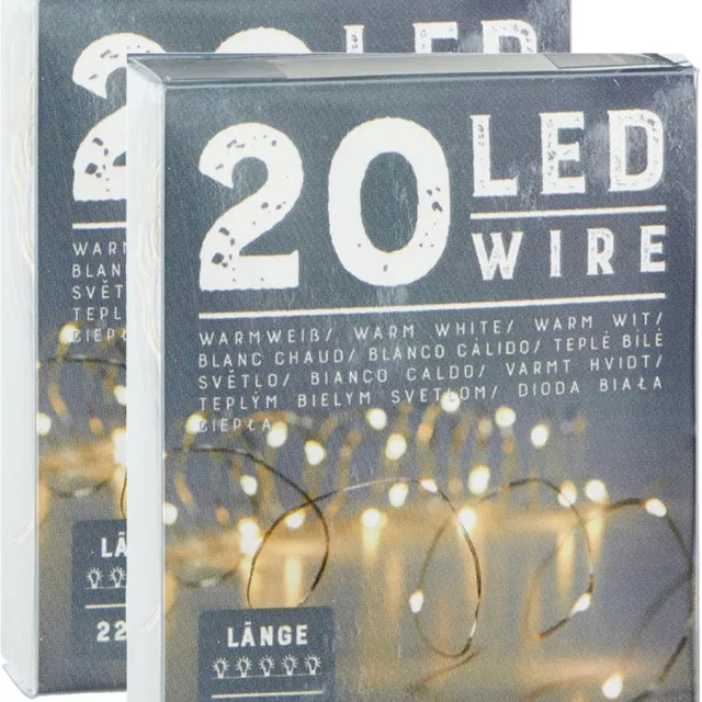 Cepewa Draadverlichting/lichtsnoeren - 2 stuks - warm wit - 220 cm