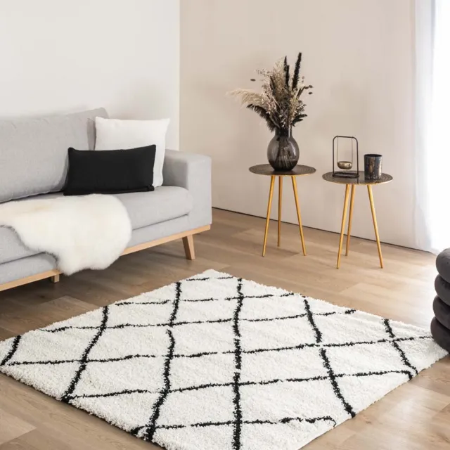 Boho&me Vierkant berber vloerkleed - Artisan wit/zwart 140x140
