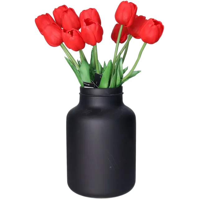 Countryfield Kunstbloemen boeket Tulp Tulipa - 7x - 44 cm - rood - Real Touch - kunst zijdebloemen