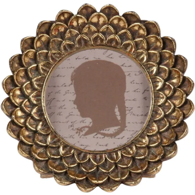 Baroque Fotolijst - Fotolijst 10x10 cm - Goud - Resin - Rond - Staand - 17x17x3 - Polyresin Gold