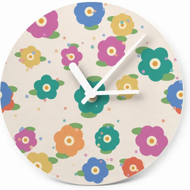 Mr Cadeautjes Glazen klok Ø 20 - design Bloemenveld | cadeau Wit