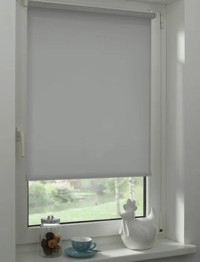 Gardinia Rolgordijn om te klemmen of te lijmen, daglichtrolgordijn, ondoorzichtig, alle montageonderdelen meegeleverd, rolgordijn uni, steengrijs, 90 x 210 cm (B x H)