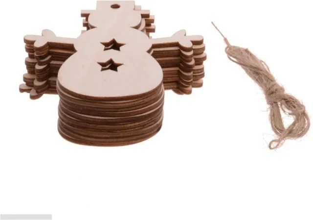 ProductGoods Houten Sneeuwpoppen - Kersthangers - Zelf in te kleuren - Set van 10 stuks - Kerstdecoratie