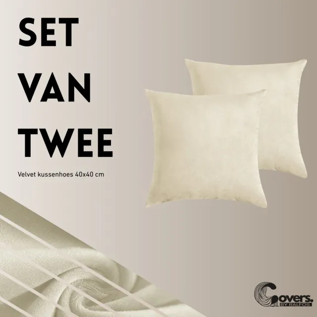 Covers by Ralfos Set van 2 | Kussenhoes 40x40cm | Champagne Beige Velvet | Luxe Sierkussenhoes | Zonder Vulling