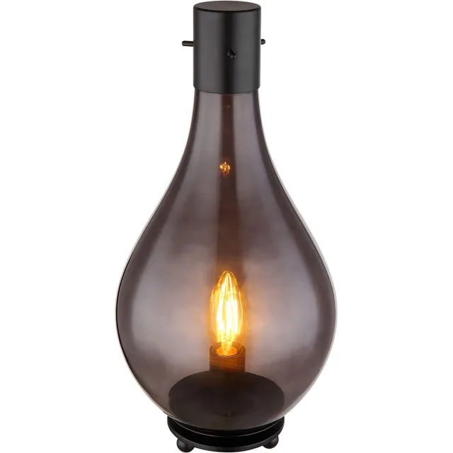 Globo tafellamp - Oskus - zwart - glas smoke glas - Ø 18cm - E14 - 15574T