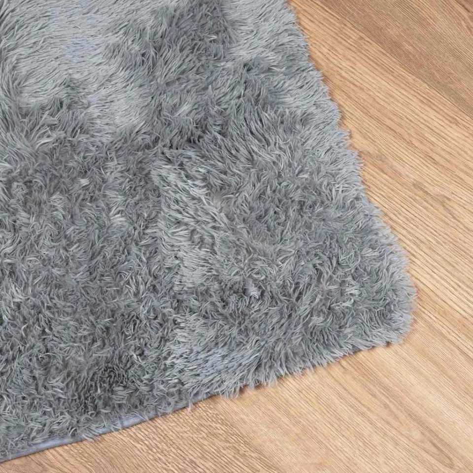 vidaXL Hoogpolig vloerkleed NAVARRA 130x200 cm polyester lichtgrijs grijs, foto 4