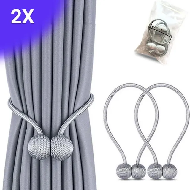 FSW-Products Luxe Gordijn Embrasse Zilver - 2 Stuks - Magnetisch Gordijnhouders - Embrasses voor Gordijnen - Gordijnbinder - 40 cm