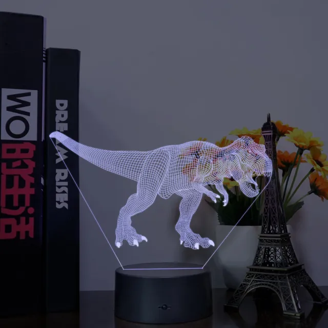 MC Living 3D Led Lamp Met Gravering - RGB 7 Kleuren - Dinosaurus