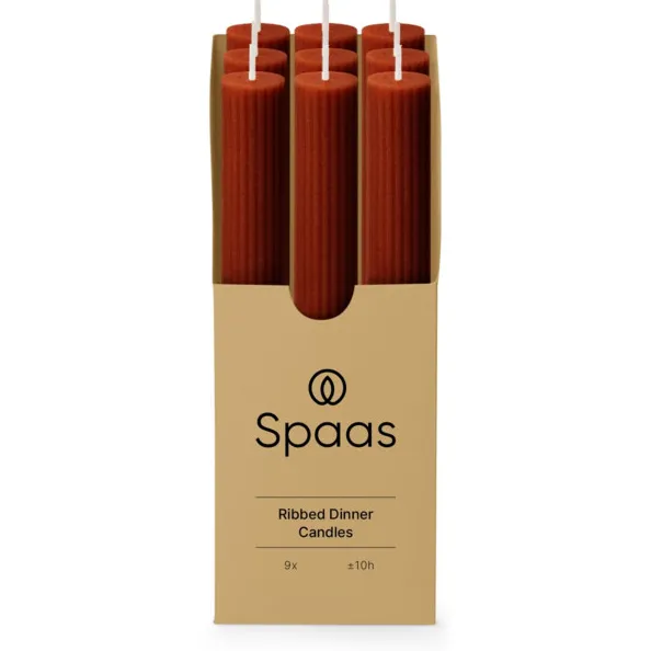 Spaas Geribbelde Dinerkaars Bordeaux 9 stuks