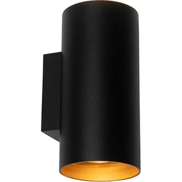 QAZQA sab - Design LED Smart Wandlamp incl. wifi Up Down voor binnen - 2 lichts - D 11.4 cm - Zwart Goud - Woonkamer | Slaapkamer | Keuken