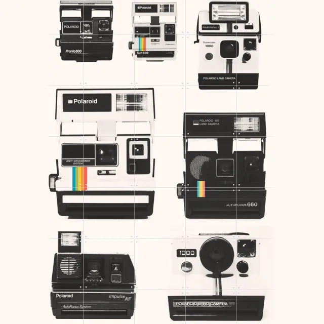 IXXI Instant Camera Collection, Florent Bodart - 100 x 140 cm - Grote wanddecoratie en posters - Illustraties, Fotografie, Vintage, Klassiek Zwart en wit / Wit