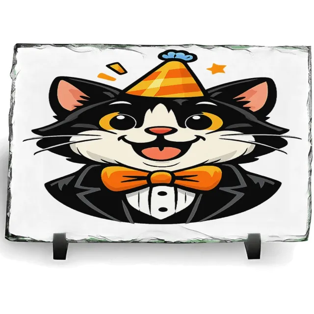 Mr Cadeautjes Leisteen rechthoek 14 x 19,5 - design Humoristische feestprint met een dierlijk personage in nette | cadeau wit