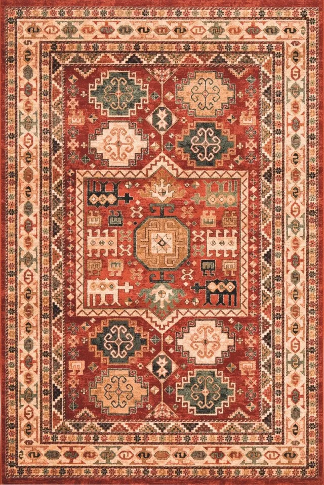OSTA Kashqai – Vloerkleed – Tapijt – geweven – wol – eco – duurzaam - modern - landelijk - Rood/Multi - 120x170