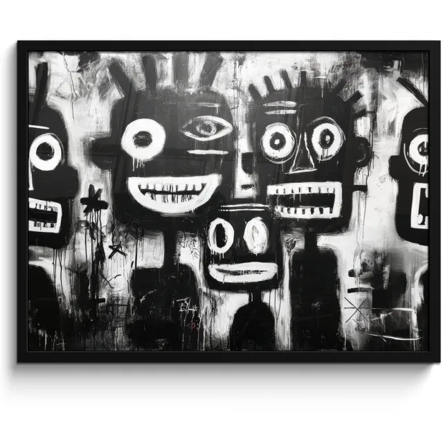 FrameYourWall Poster in lijst - Fotolijst 70x50 cm - Posters - Schilderij - Figuren - Zwart - Abstract - Posterlijst zwart - Decoratie - Wanddecoratie woonkamer - Muurdecoratie slaapkamer