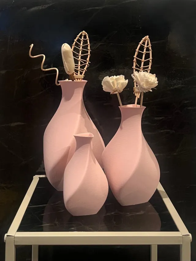 CFY Studio Vaseo Flowa Happy roze – Set van 3 Vazen – 3D Geprint – Duurzaam Ontwerp
