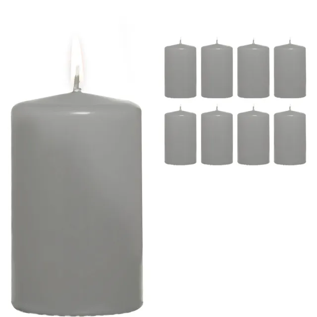 Candelo 8-delige set premium stompkaarsen Kerst Ambiente kaarsen – grijs – 4,8 cm x 8 cm – adventkaars kerstdecoratie – kerstkaarsen Grau