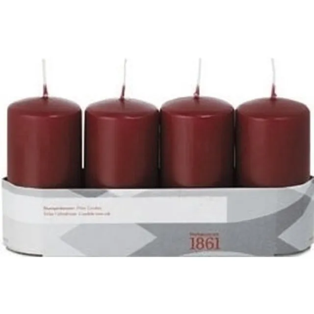 Trend Candles 4x Bordeauxrode cilinderkaars/stompkaars 5 x 10 cm 18 branduren - Geurloze donkerrode kaarsen - Woondecoraties Bordeaux rood