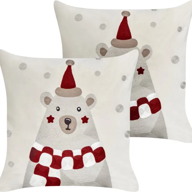 Beliani JELLIES - Sierkussen set van 2 - Gebroken wit - 45 x 45 cm - Fluweel