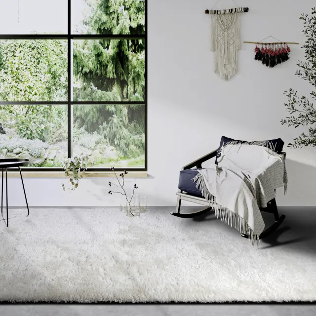 flycarpets Hoogpolig vloerkleed - Olaf - Shaggy - Ivoor / Wit
