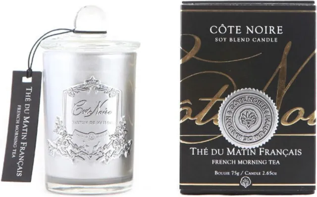 Cote Noire Geurkaars French Morning Tea 75gr zilver - Cote Noire