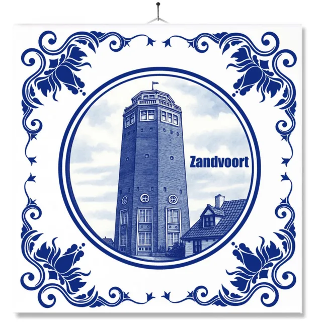 MC Living Tegel Met Opdruk | Zandvoort | Delft Blauw | Cadeau | Inclusief Geschenkdoos | Standaard | Ophangsysteem Ontwerp 1