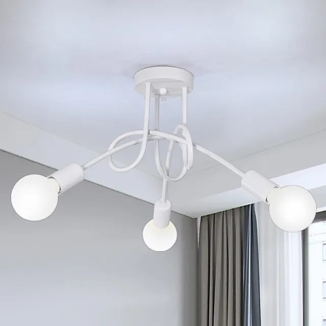 Haobosic plafondlamp - 40cm - Medium - 3-lichts - E27 - industriële - retro - wit - zonder lampen