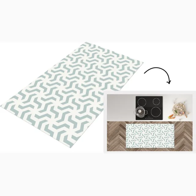 KitchenYeah Keukenloper - Loper keuken - Patronen - Abstract - Groen - Geometrie - Keukenloper vinyl Multicolor