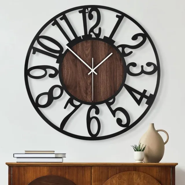 DailySupplies® Klok - Wandklok Modern - Klokken - Industrieel - Zwart en Bruin