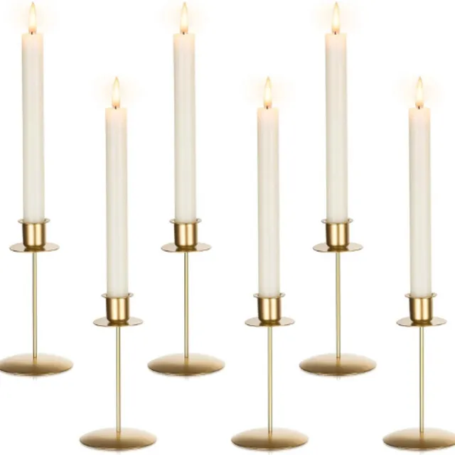 Thuys Kandelaar Kaarsenstandaard – Staafkaarsen Goud – Set Van 6 Kaarsenhouders – Metaal Vintage Moderne Decoratie