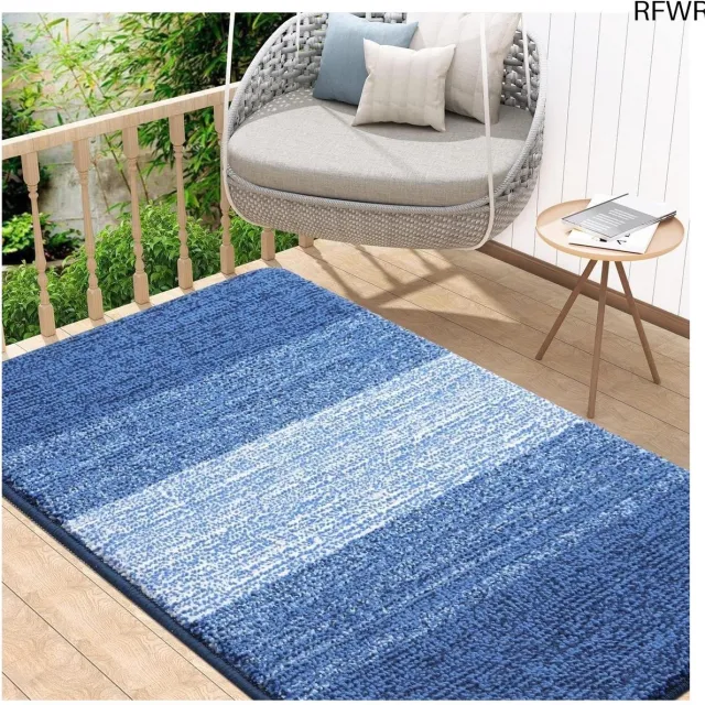 RFWR Zachte en absorberende deurmat voor binnen, machinewasbaar, antislip, 80 x 120 cm, marineblauw Donker Blauw