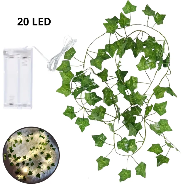 Nivard Klimop Slinger - Met Led Lichtjes - Met Lichtjes - Klimop Kunstplant - Plant Slinger - Hangplant Kunstplanten - Fairy Lights - String Lights - Bedroom - Nep Klimop - 2 Meter