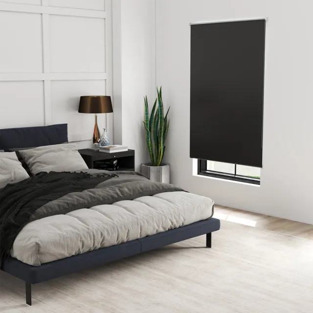 LZQ Verduisterende Rolgordijnen - Geen Boren Nodig - UV bestendig - Warmte Isolerend - 120x160cm - Zwart