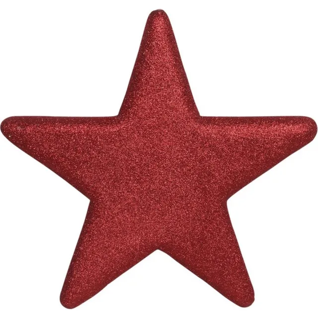 Othmar Decorations Decoratie ster - rood - 25 cm - kunststof - glitter - hangdecoratie - kerstversiering