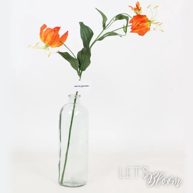 Dutch Dreams Flowers Let's Bloøm | Gloriosa | Kunstbloem | Zijdenbloem | Oranje| Geel | Groen | Kunsttak | 1, 3 of 5 stuks | Zijden tak | WK | Nederland | Oranje legioen | 80cm