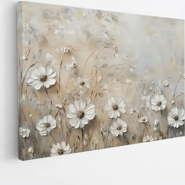 Saammp Canvas Schilderij - Subtiele Bloemenweide - Rustgevende Natuurprint - Foto op canvas - Wanddecoratie - Scandinavisch en Minimalistisch - 40x30 Multicolor