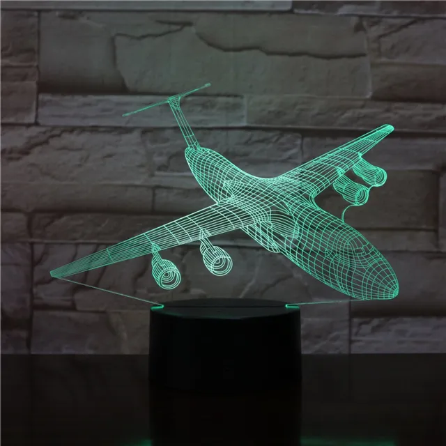 MC Living 3D Led Lamp Met Gravering - RGB 7 Kleuren - Vliegtuig