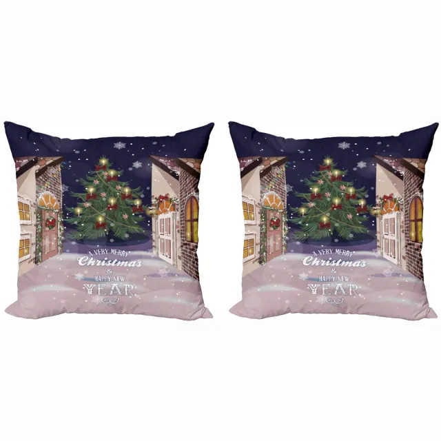 ABAKUHAUS Kussenhoezen Set 2x40x40 cm – Reversibel, Digitaal bedrukt – donkerblauw Dunkelblauw