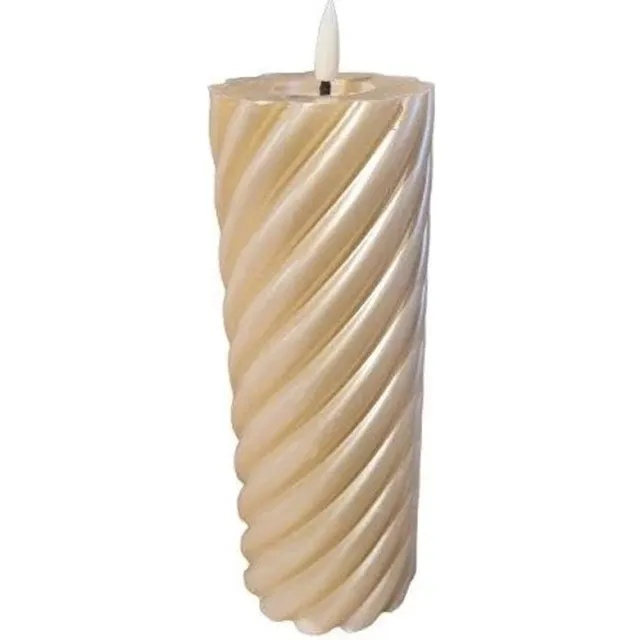 Twisted Pillar Candle Metallic Champagne 7.5x20cm