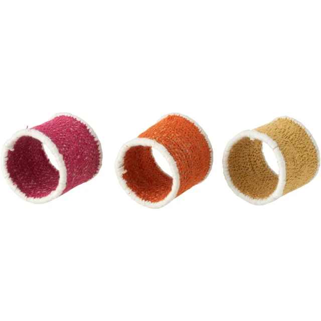 J-Line servetring - zeegras - roze/oranje/geel - 3 stuks Multi
