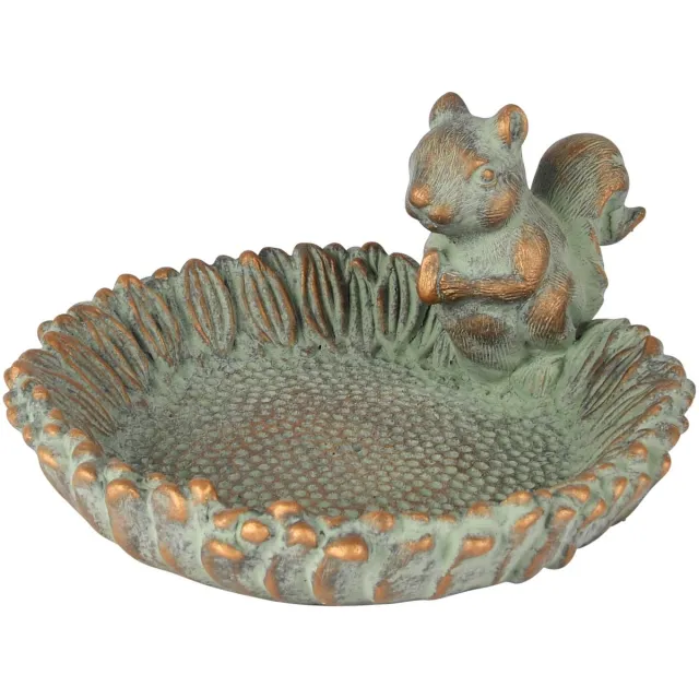 dekoratief Vogelbad m/eekhoorn, grijs, cement, 23x20x11cm | A265012 groen