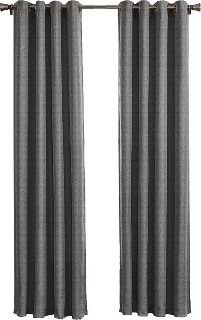 Larson Luxe Geweven Blackout Gordijn - Ringen - Donkergrijs - 300 x 250 cm - Verduisterend & kant en klaar