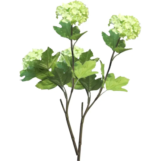 Bellatio Design Kunstbloem Viburnum/sneeuwbal Roseum - 3x - 50 cm - groen - losse steel - kunst zijdebloemen