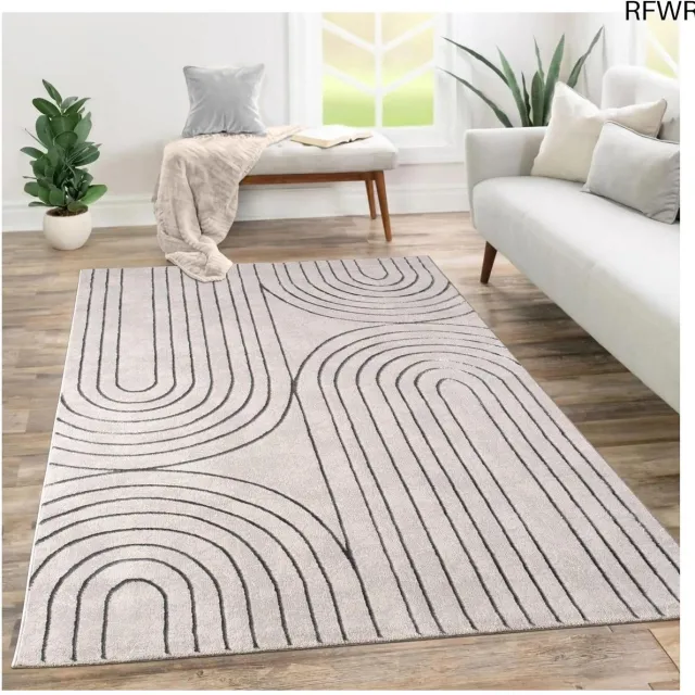 RFWR Laagpolig Tapijt met Abstract Geometrisch Patroon - 120x160 cm Grijs
