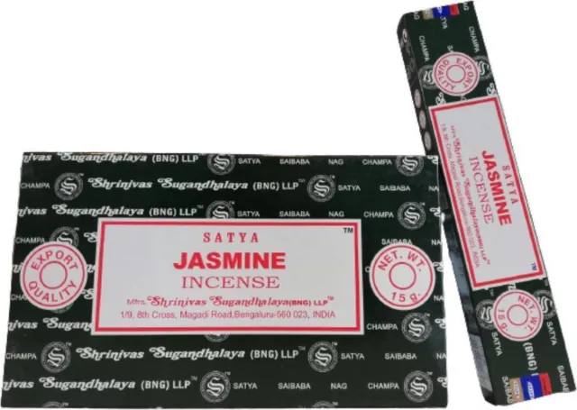 Satya 2 pakjes - Jasmijn - Wierook - Satya - Satya Wierook – Satya Nag Champa - Jasmijn - Jasmine - 15 gram per doosje