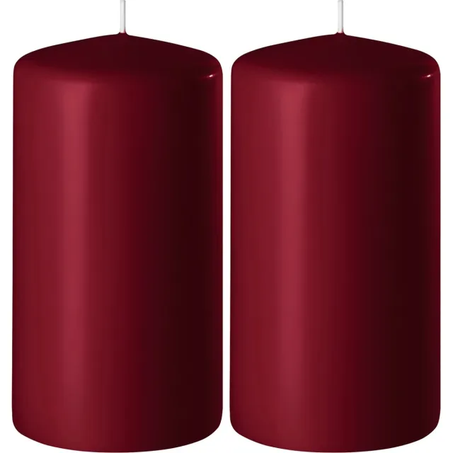 Enlightening Candles 2x Bordeauxrode cilinderkaarsen/stompkaarsen 6 x 8 cm 27 branduren - Geurloze kaarsen bordeauxrood - Woondecoraties Bordeaux rood