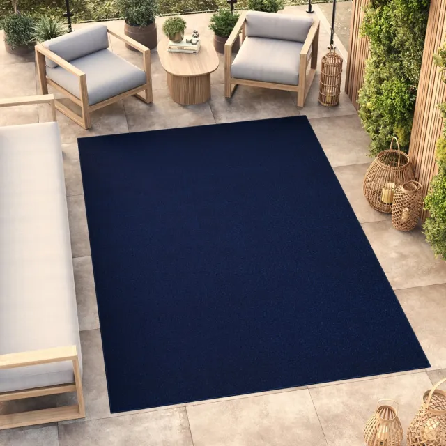 Tapiso Mono Vloerkleed Navy Binnen en Buiten Tapijt Maat- 140x200