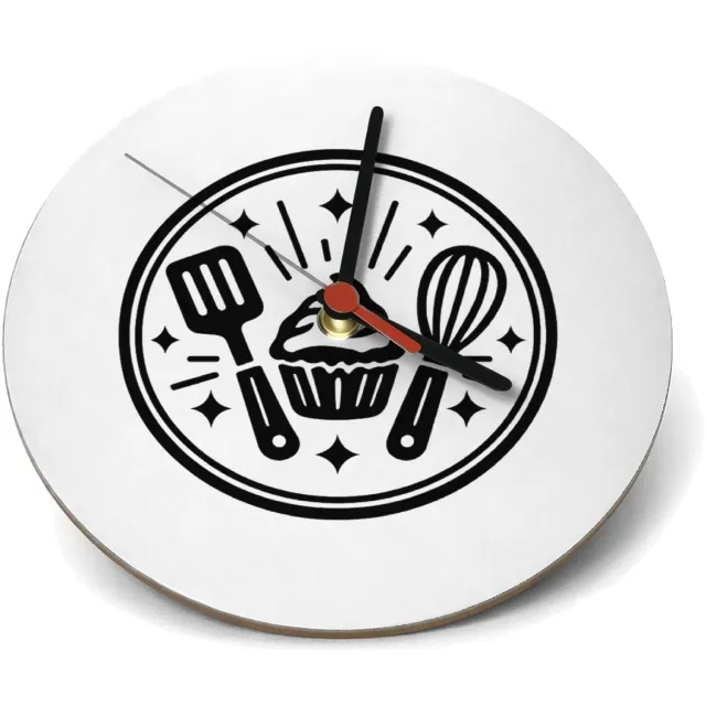 Mr Cadeautjes Klok rond Ø 19 - design Een krachtig keukenembleem met een persoonlijke rolnaam en e | cadeau Wit