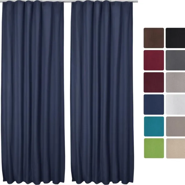 Beautissu Set van 2 - Gordijnen - Isolerend - Plooiband - Thermisch - Kant en Klaar - Verduisterend - 140x245cm Blauw